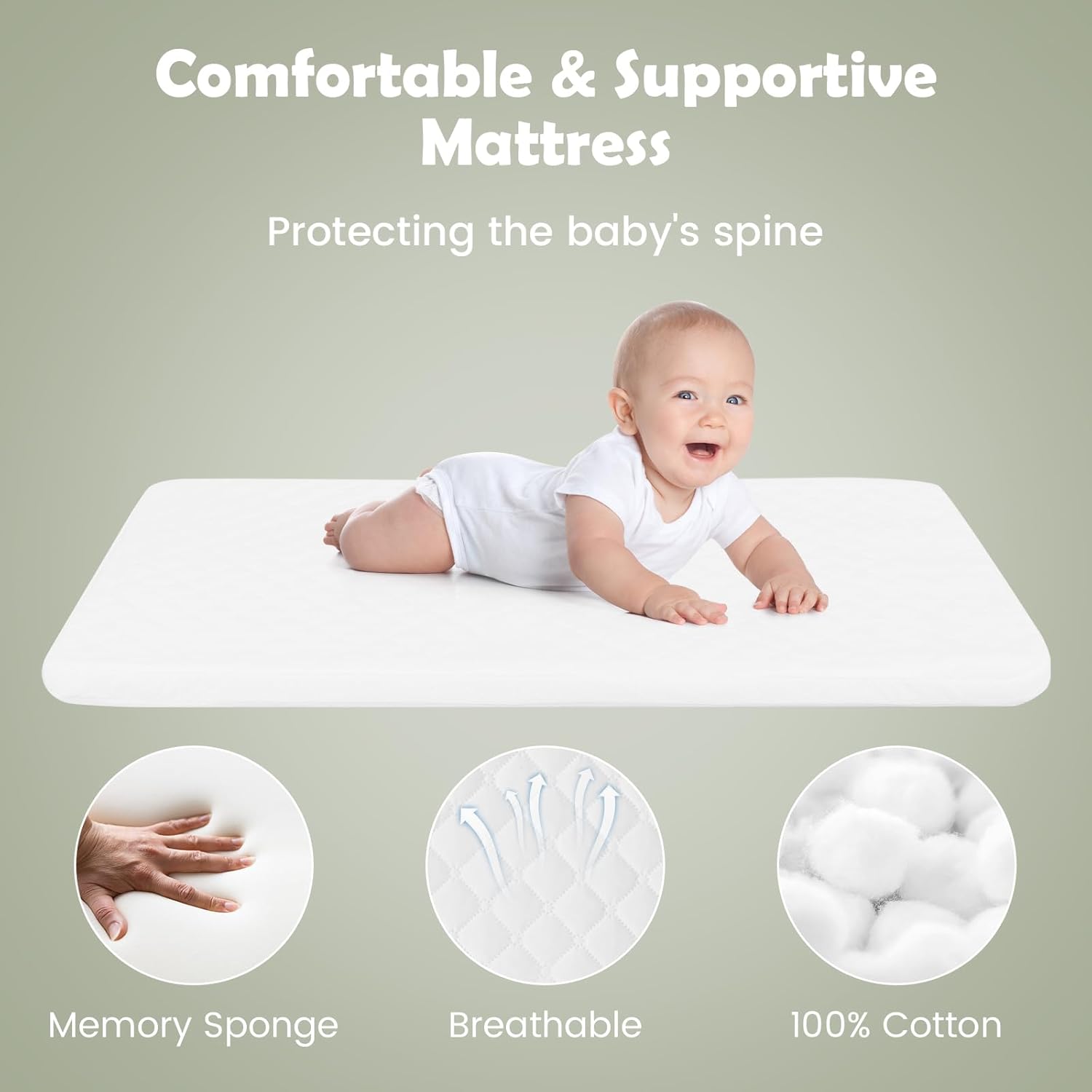 INFANS Baby Bassinet Bedside Crib, Newborn Sleeping /Large Storage Basket, Adjustable Heights & Angle, Easy Moving Bed Side