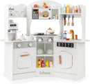 OLAKIDS Corner Kids Kitchen Playset, Toddler Wooden Pretend Cooking Set with Lights Sounds Coffee Machine Washing Dishwasher, Stove Removable Sink Storage, Simulation Play Kitchen Toy