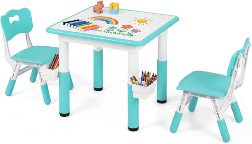 Olakids Kids Table and 2 Chair Set Children Furniture for Arts Crafts Learning Drawing