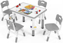Olakids Kids Table and 4 Chairs Set, Height Adjustable Children Activity Desk for Learning Dining Arts Crafts