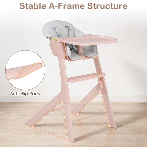 INFANS Washable Baby High Chair, Adjustable Tray, Lightweight, 5-Point Harness, for 6-36 Months Toddlers
