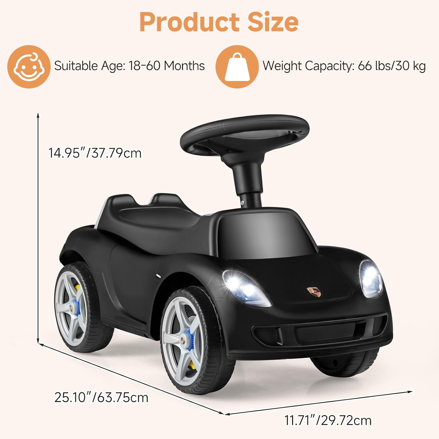 OLAKIDS Licensed Push Car for Toddlers, Foot to Floor Ride on Toy for Boys Girls 1.5-5 Years