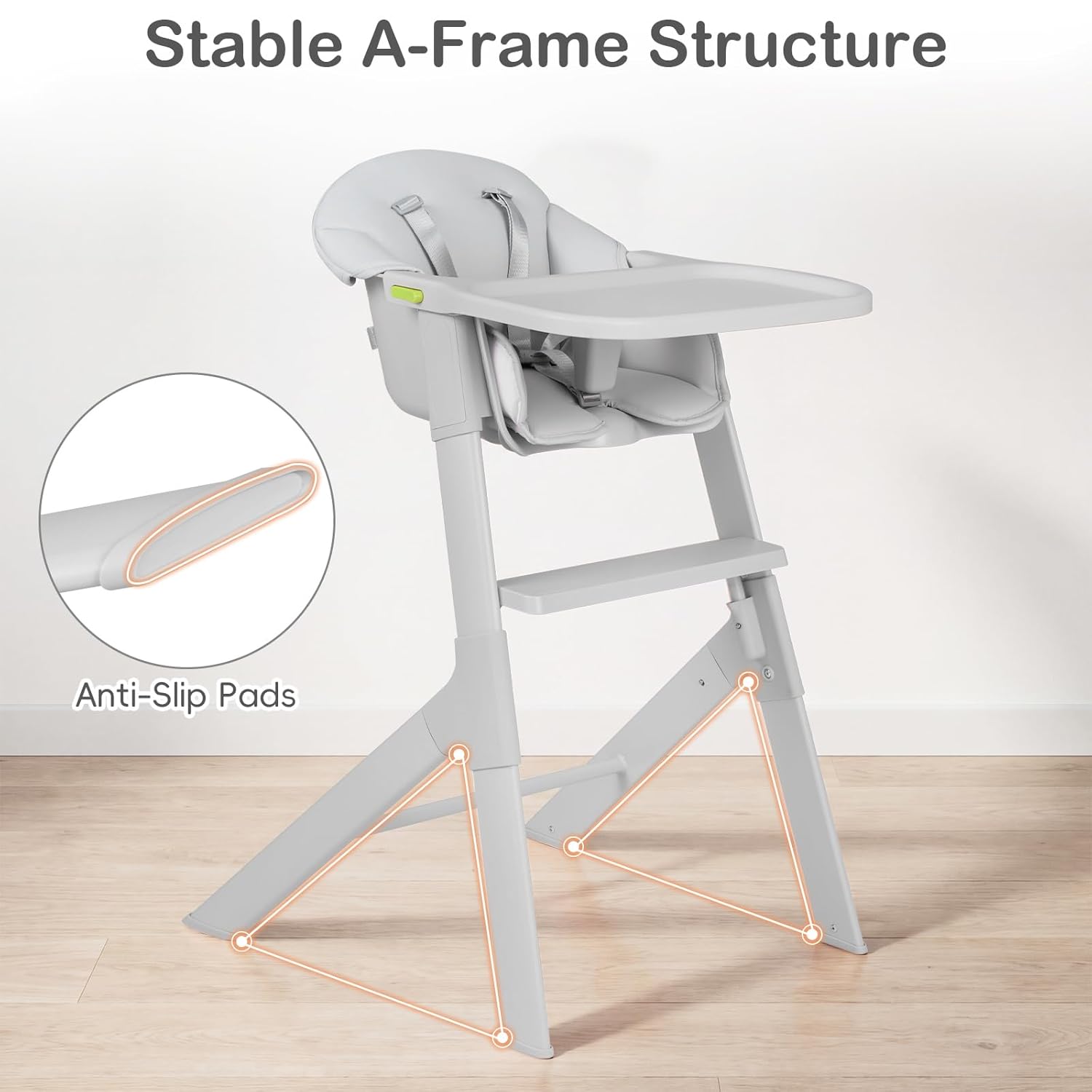 INFANS Washable Baby High Chair, Adjustable Tray, Lightweight, 5-Point Harness, for 6-36 Months Toddlers