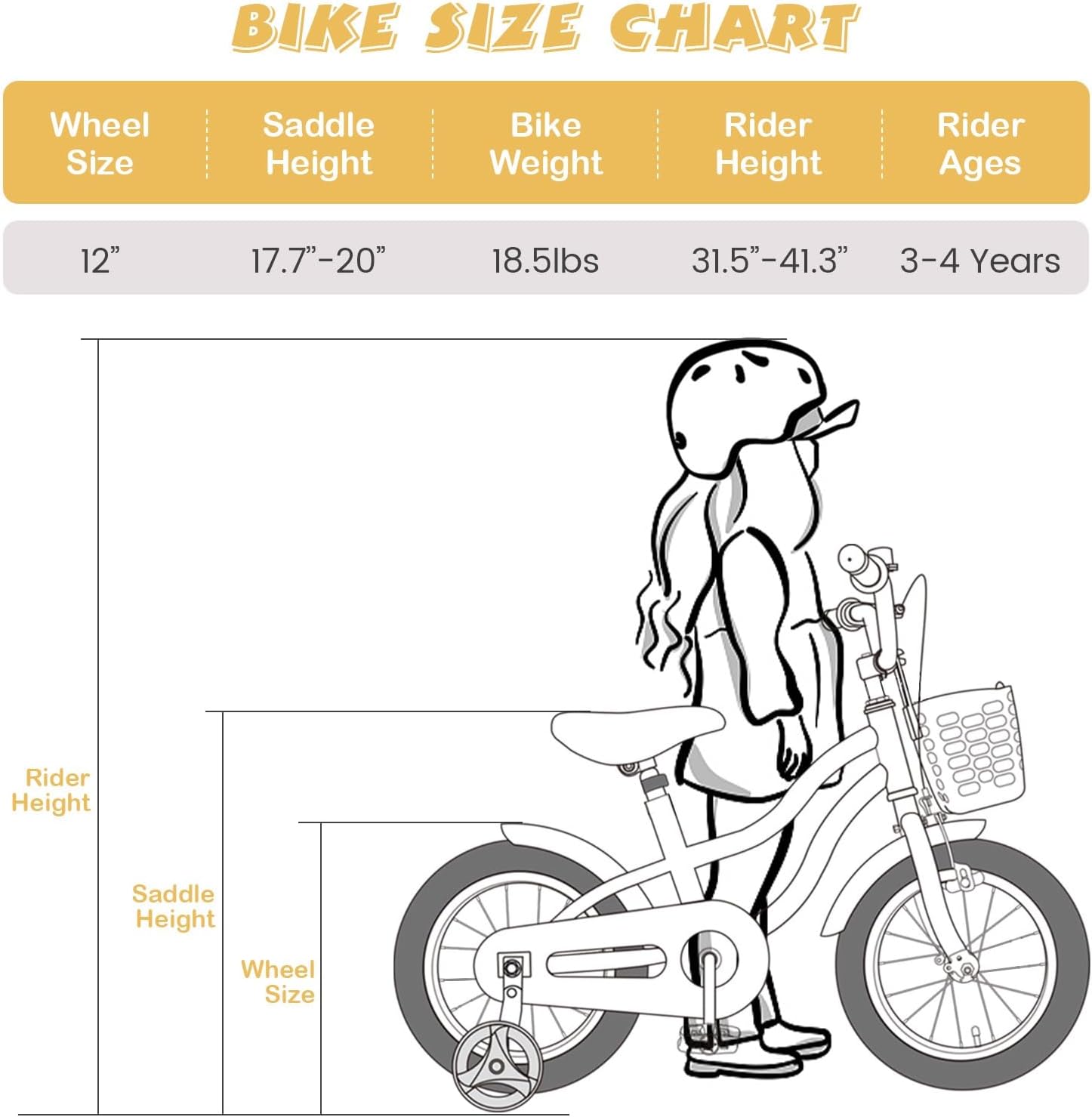 Olakids Kids Bike, 12 14 16  Inch Toddlers Bike with Training Wheels for Girls Boys