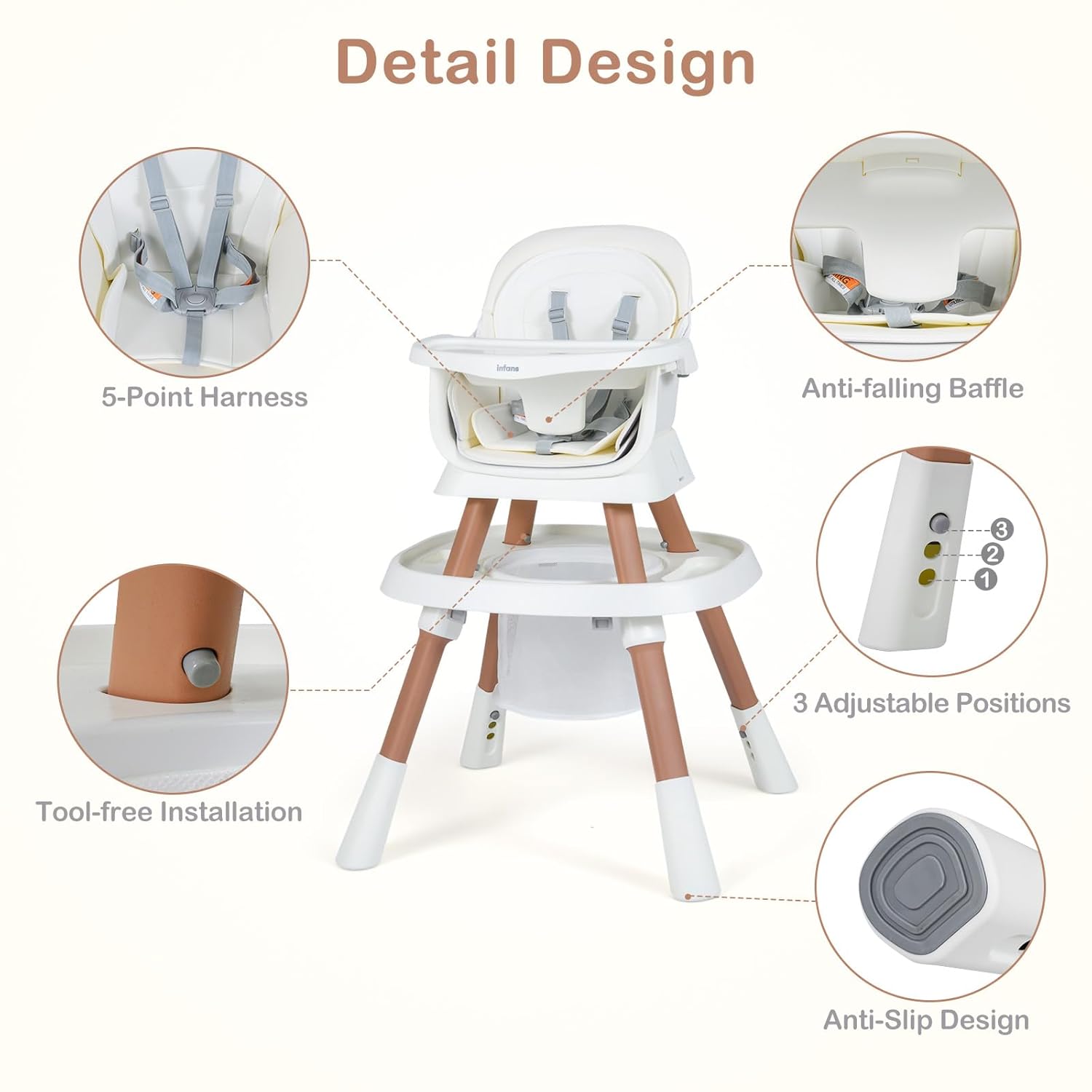 INFANS 9 in 1 High Chair, Convertible Baby Highchair, Table and Chair Set Building Block Infant Dining Booster Seat