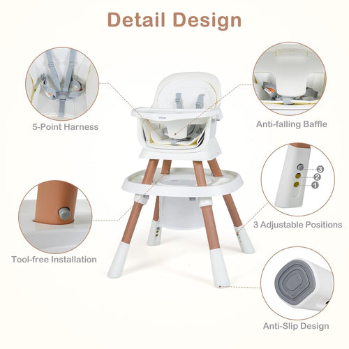 INFANS 9 in 1 High Chair, Convertible Baby Highchair, Table and Chair Set Building Block Infant Dining Booster Seat