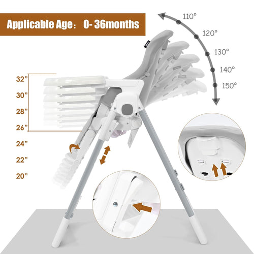 INFANS 4 in 1 High Chair–Booster Seat, Convertible Highchair, Installation-Free,Simple Fold for Baby, Infant& Toddler
