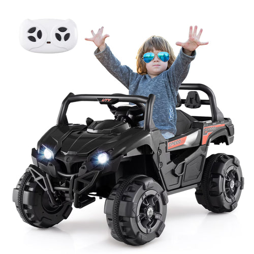 OLAKIDS 12V Ride on UTV, Battery Powered Off-Road Kids Electric Vehicles with Remote Control, Music, Horn, MP3, Lights, 3 Speeds, Soft Start, Ride on Truck for 3+ Boys Girls