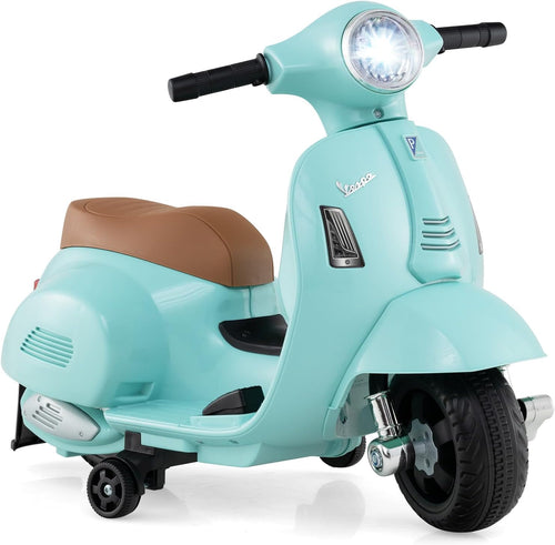 Licensed Vespa Scooter Kids Motorcycle by OLAKIDS, 6V Ride on Electric Motorcycle with Training Wheels