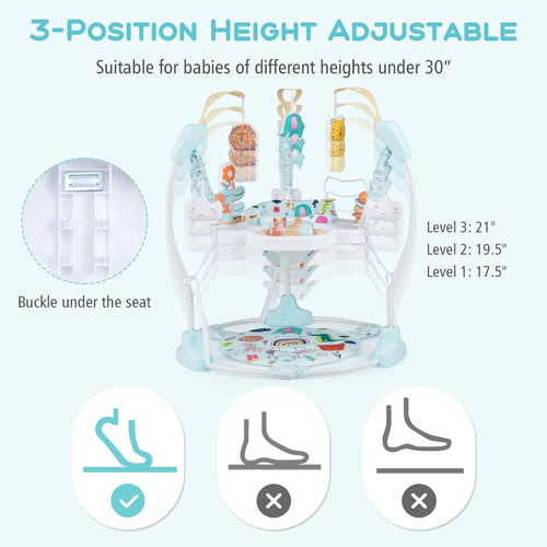 INFANS 3-in-1 Baby Activity Center, Jumper & Bouncer, Music, Lights, 360° Rotating Seat, 3 Adjustable Heights, Learning Toys for 6-12 Months