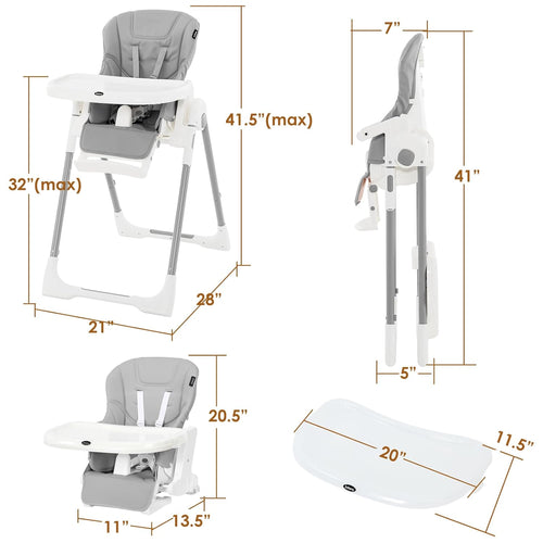 INFANS 4 in 1 High Chair–Booster Seat, Convertible Highchair, Installation-Free,Simple Fold for Baby, Infant& Toddler