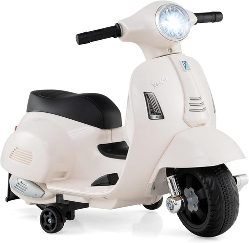 Licensed Vespa Scooter Kids Motorcycle by OLAKIDS, 6V Ride on Electric Motorcycle with Training Wheels
