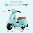 Licensed Vespa Scooter Kids Motorcycle by OLAKIDS, 6V Ride on Electric Motorcycle with Training Wheels