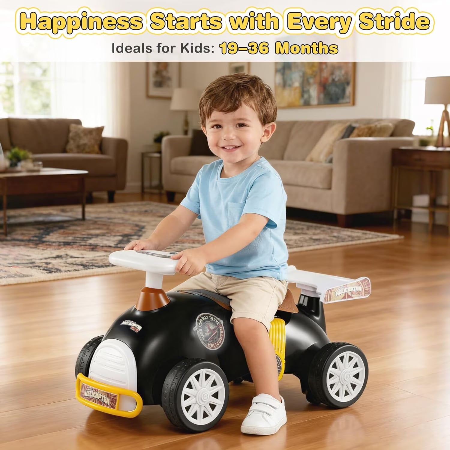 OLAKIDS Ride on Push Car with Music, Under-Seat Storage, Kids Foot-to-Floor Sliding Car for Toddler 19-36 Months
