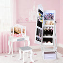 OLAKIDS Kids Jewelry Armoire Cabinet, 360° Swivel Lockable Standing Makeup Organizer