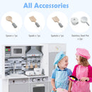 OLAKIDS Wooden Pretend Kitchen Playset for Toddlers with Realistic Light, Sound, Microwave & Storage Cabinet