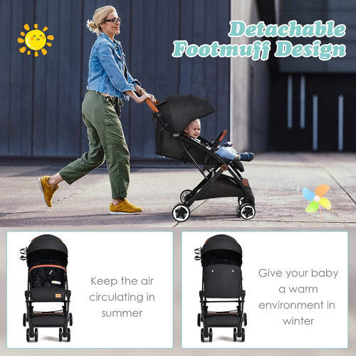 INFANS Lightweight Baby Stroller, Compact Infant with One-Hand Fold, Travel Stroller for Airplane