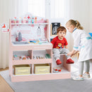 OLAKIDS Doctor Playset Wooden Pretend Medical Station Activity Center Toy Set for Toddler