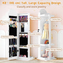 OLAKIDS Kids Jewelry Armoire Cabinet, 360° Swivel Lockable Standing Makeup Organizer
