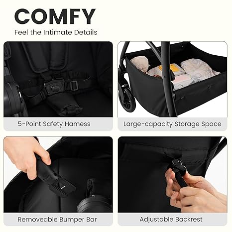 INFANS 2 in 1 Baby Stroller, Convertible Stroller with Reversible Seat Adjustable Backrest Canopy One Hand Fold