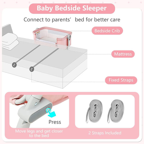 INFANS 3 in 1 Baby Bassinet, Bedside Sleeper, Rocking Cradle, Easy Folding Portable Safer Co-Sleeping Crib