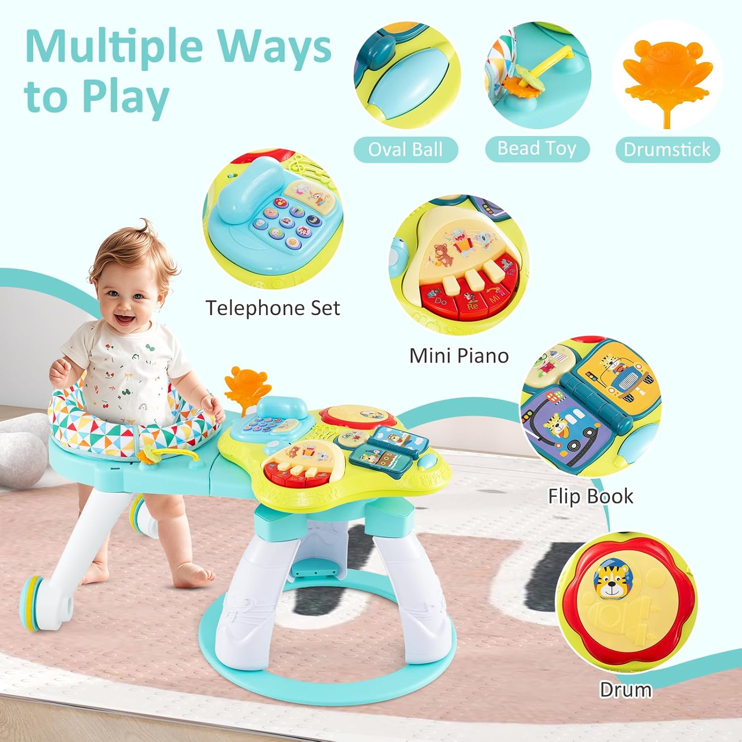 INFANS 3 in 1 Walk Around Baby Activity Center Baby Walker