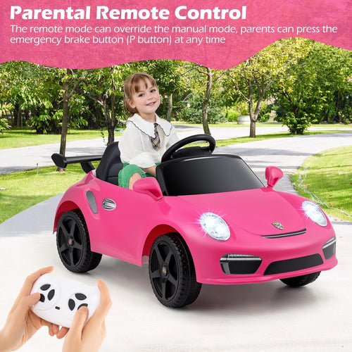 OLAKIDS Licensed Porsche 12V Pink Ride on Car  Electric Vehicle Battery Powered with Remote Control