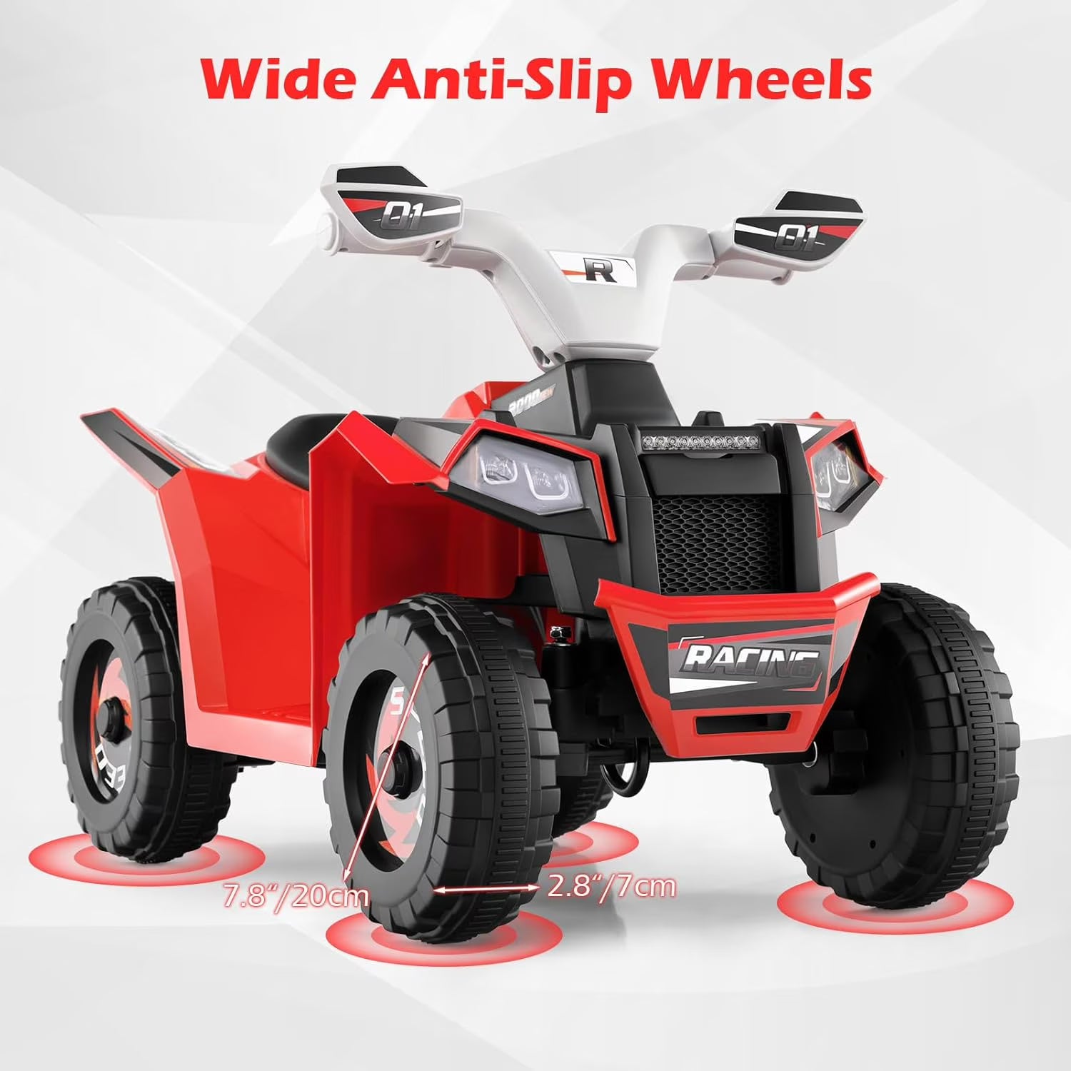 OLAKIDS 6V Kids ATV with Removable Trailer, Forward Backward Function, Widened & Wear-Resistant Wheels, Ride On Toy for Toddlers