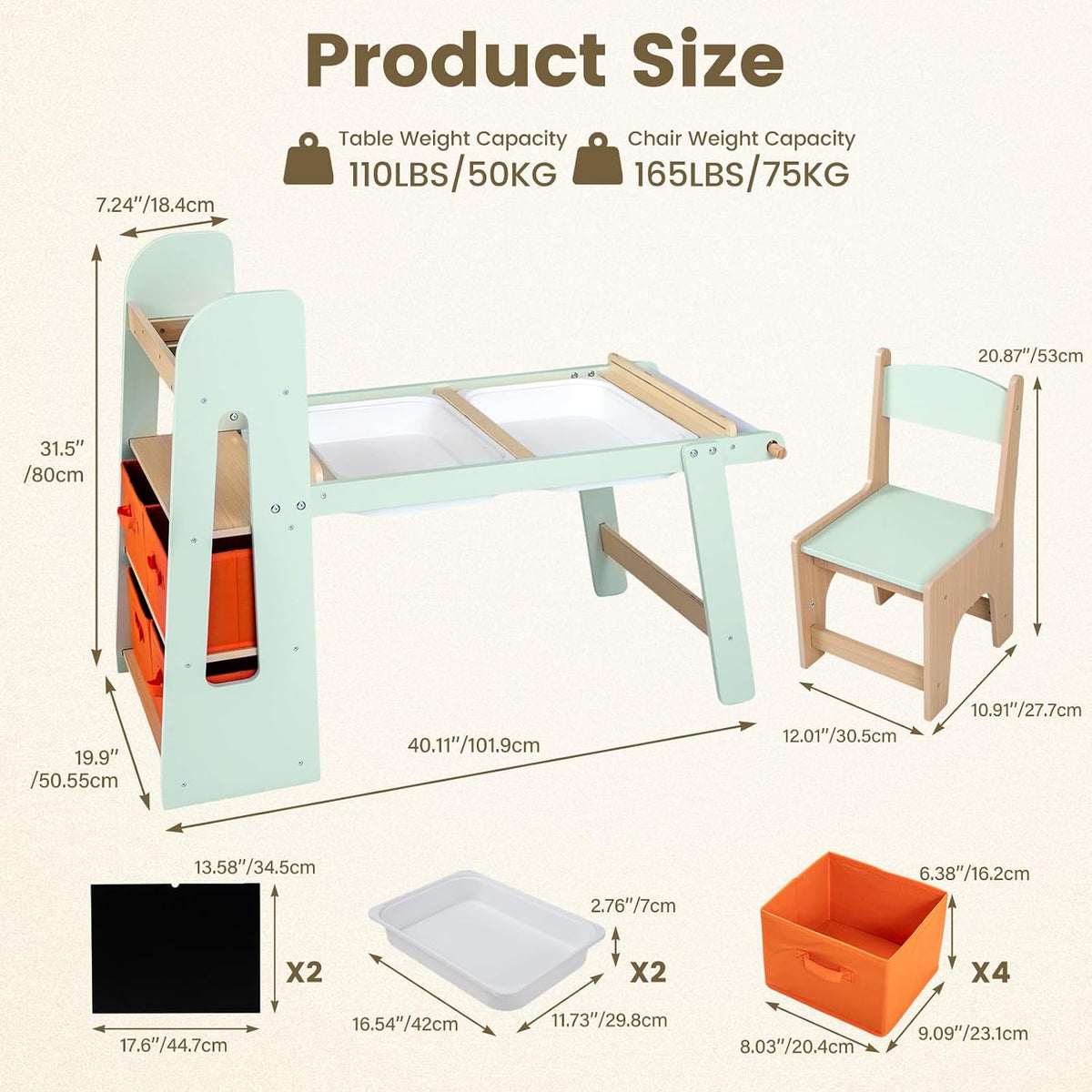 Olakids Sensory Table and Chairs Set for Toddlers