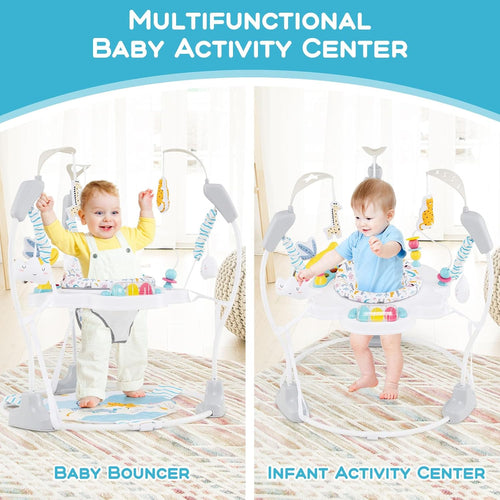 INFANS 3-in-1 Baby Activity Center, Jumper & Bouncer, Music, Lights, 360° Rotating Seat, 3 Adjustable Heights, Learning Toys for 6-12 Months