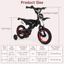 Olakids 12/16 Inch Motorcycle Kids BMX Bike with Light Training Wheels & Suspension