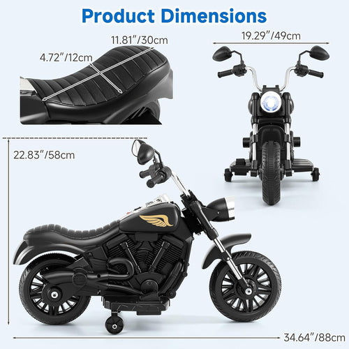 OLAKIDS 6V Kids Motorcycle, Electric Toddler Bike with Training Wheels Indoor Outdoor Ride on Toy