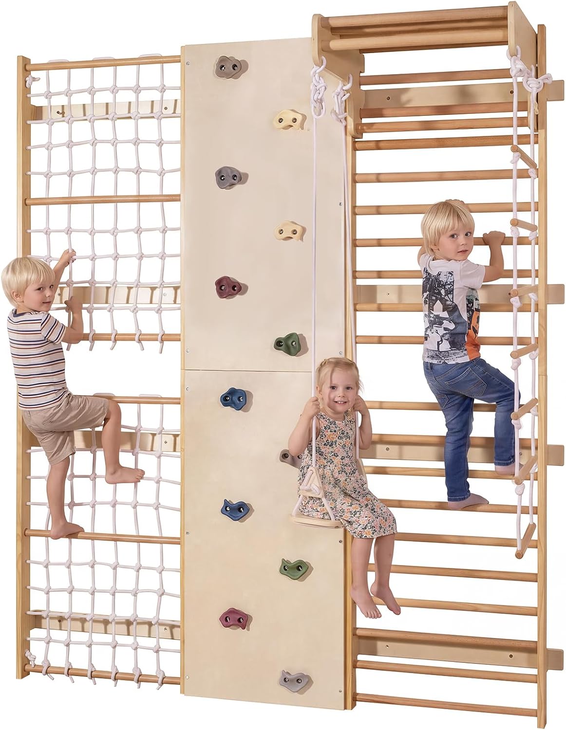 OLAKIDS Toddler Climbing Toys Indoor, 6 in 1 Swedish Ladder Wall Gym Kids