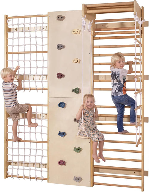 OLAKIDS Toddler Climbing Toys Indoor, 6 in 1 Swedish Ladder Wall Gym Kids