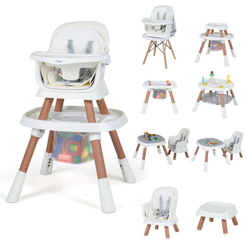 INFANS 9 in 1 High Chair, Convertible Baby Highchair, Table and Chair Set Building Block Infant Dining Booster Seat