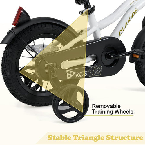 Olakids Kids Bike 12-18 Inch with Training Wheels, Dual Brakes, Adjustable Seat & Handlebar for Boys Girls