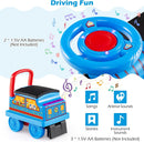 OLAKIDS 6V 2-Seater Ride on Train with Carriage, Storage, Train Whistle, Music, Lights for 18 Months+