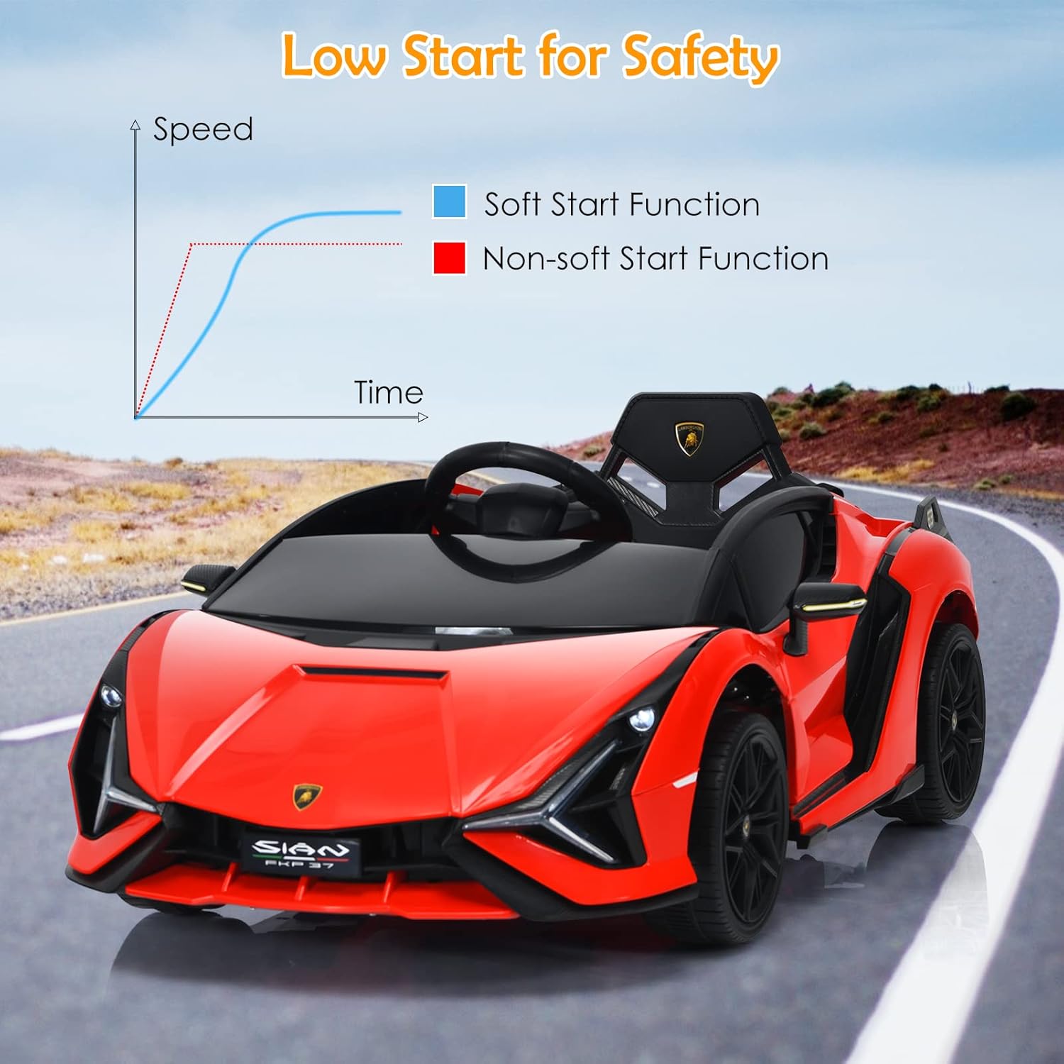 OLAKIDS Licensed Lamborghini SIAN 12V Kids Ride on Car, Toddler Electric Vehicle