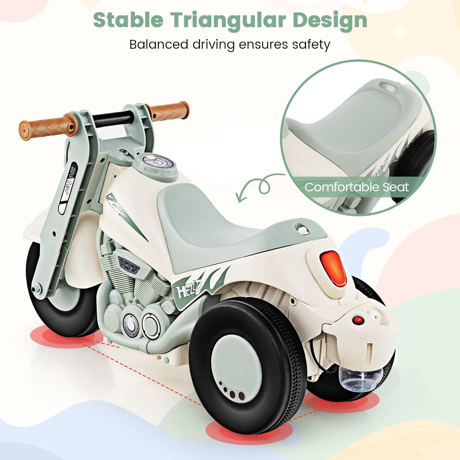 OLAKIDS Ride on Push Car, Foot-to-Floor Sliding Car for Toddlers Kids Motorcycle for Boys Girls Aged 3-5 Years