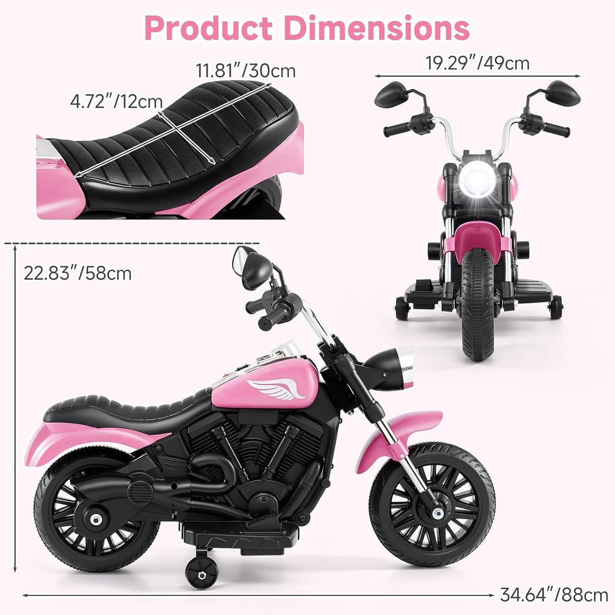 OLAKIDS 6V Kids Motorcycle, Electric Toddler Bike with Training Wheels Indoor Outdoor Ride on Toy