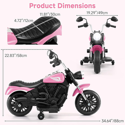 OLAKIDS 6V Kids Motorcycle, Electric Toddler Bike with Training Wheels Indoor Outdoor Ride on Toy