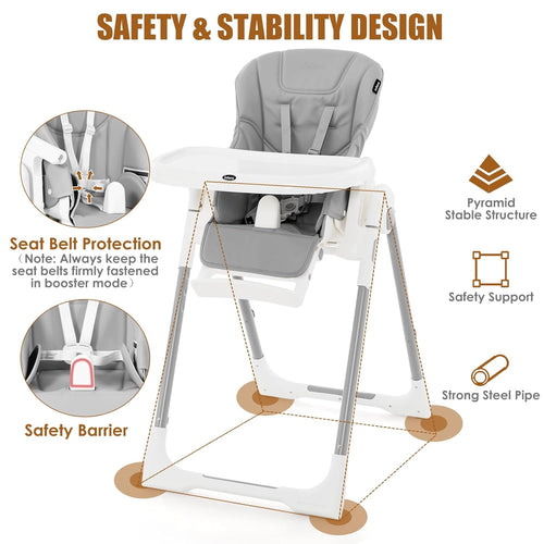 INFANS 4 in 1 High Chair–Booster Seat, Convertible Highchair, Installation-Free,Simple Fold for Baby, Infant& Toddler
