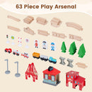 OLAKIDS Train Table, 63 PCS Wooden Kids Activity Toy with Storage Drawer