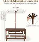 Olakids Kids Picnic Table, Outdoor Wooden Bench Set with Removable Cushions Adjustable Foldable Umbrella