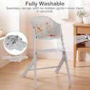 INFANS Washable Baby High Chair, Adjustable Tray, Lightweight, 5-Point Harness, for 6-36 Months Toddlers