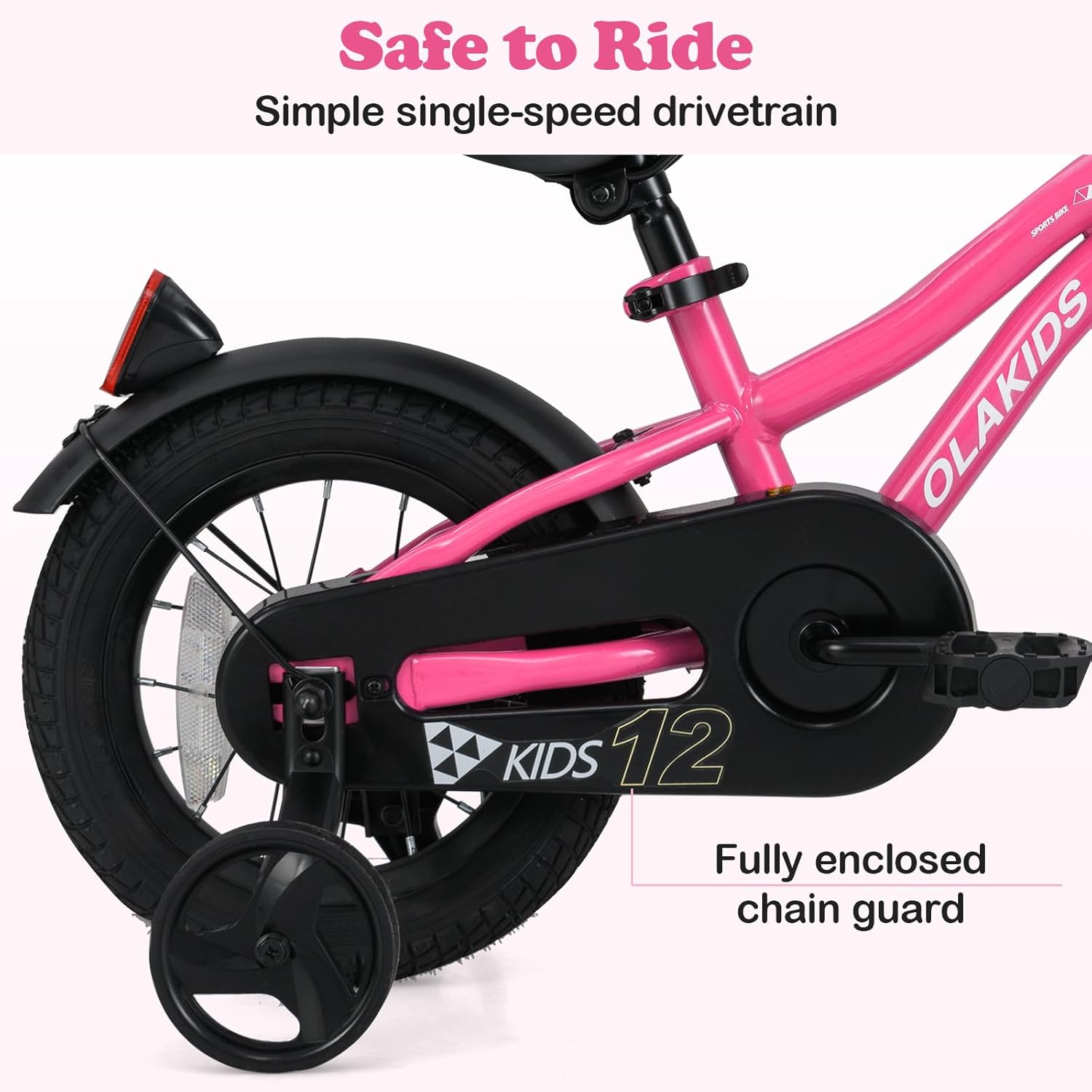 Olakids Kids Bike 12-18 Inch with Training Wheels, Dual Brakes, Adjustable Seat & Handlebar for Boys Girls