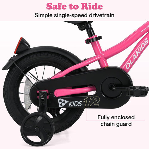 Olakids Kids Bike 12-18 Inch with Training Wheels, Dual Brakes, Adjustable Seat & Handlebar for Boys Girls