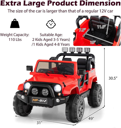 OLAKIDS 2 Seater Ride on Truck, 12V Battery Powered Electric Vehicle for Kids with Remote Control