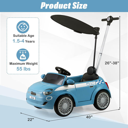 OLAKIDS Licensed Fiat 500 Ride on Push Car for Kids Toddlers 18 Month+
