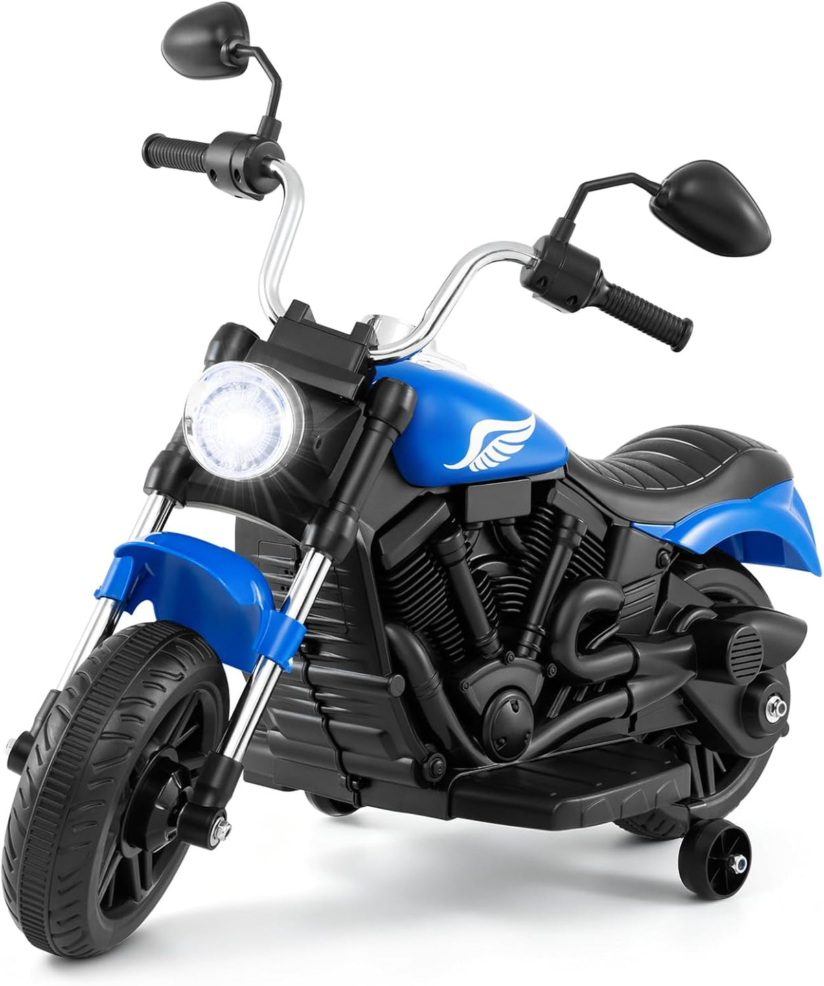 OLAKIDS 6V Kids Motorcycle, Electric Toddler Bike with Training Wheels Indoor Outdoor Ride on Toy